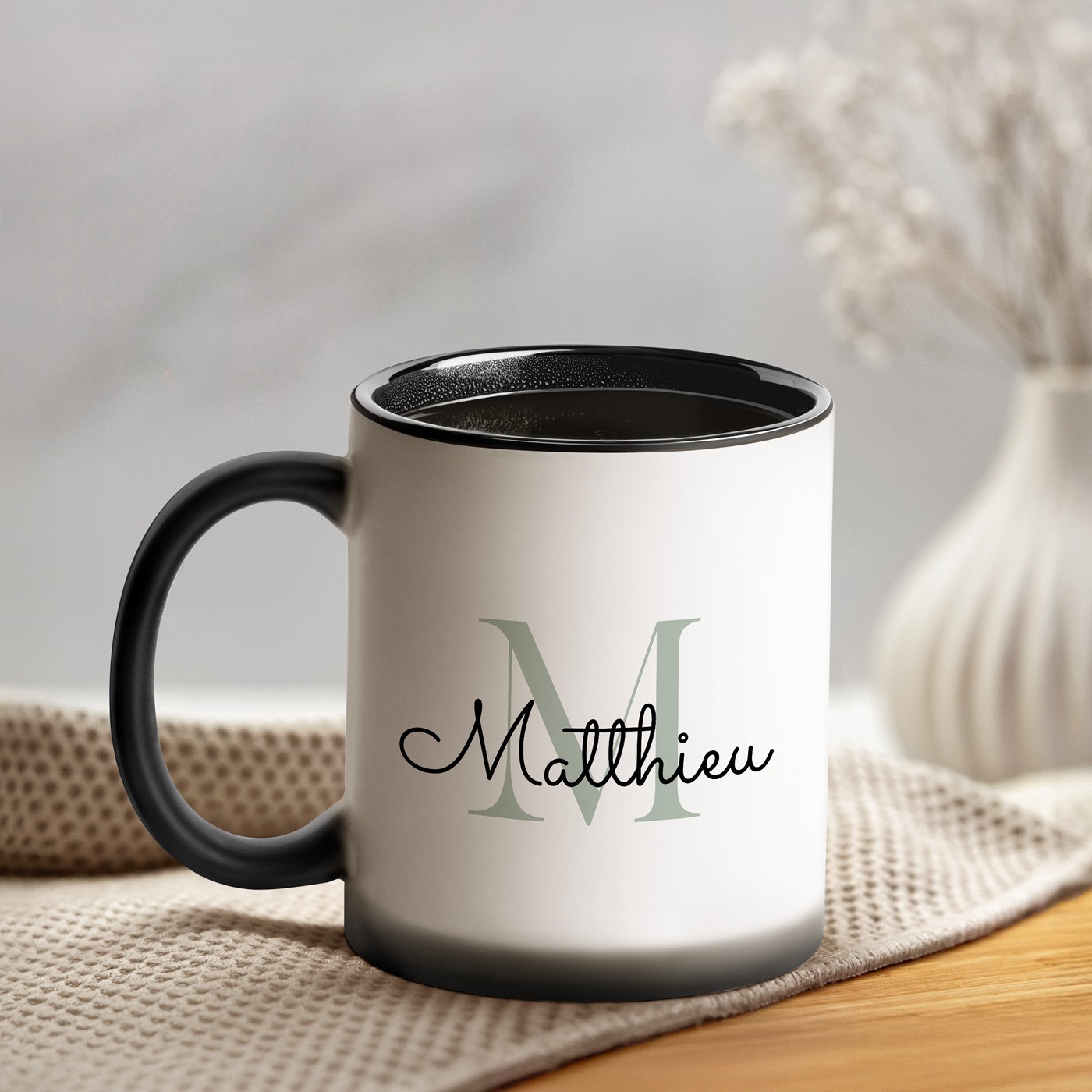 Taza Mágica Murrano - Diseño Sensible al Calor del Negro al Blanco