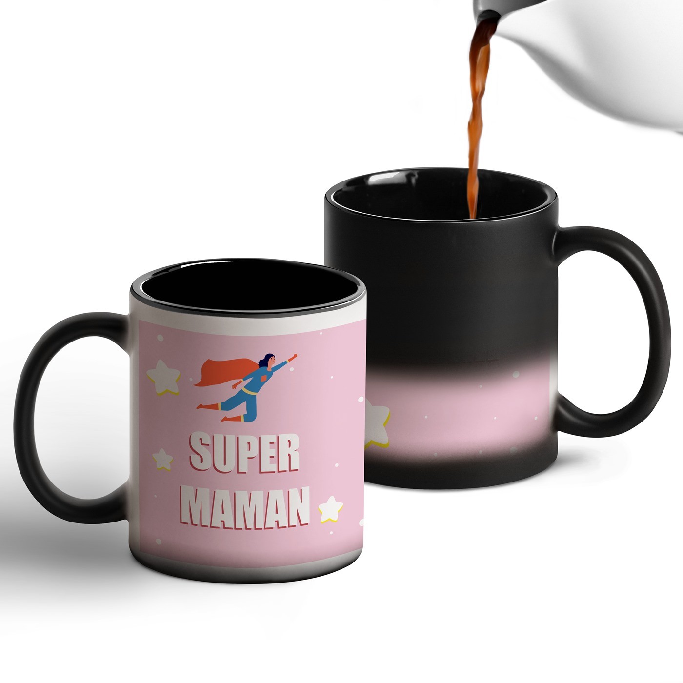 Taza Mágica de Murrano con Impresión Negro y Blanco para el Día de las Madres