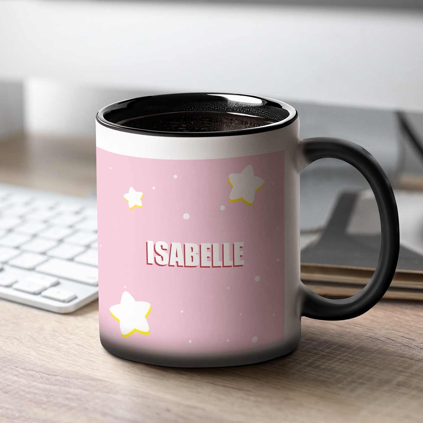 Taza Mágica de Murrano con Impresión Negro y Blanco para el Día de las Madres