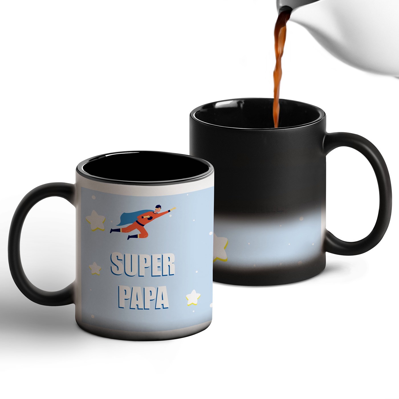 Taza Mágica Murrano con Impresión Negro y Blanco para el Cumpleaños del Padre