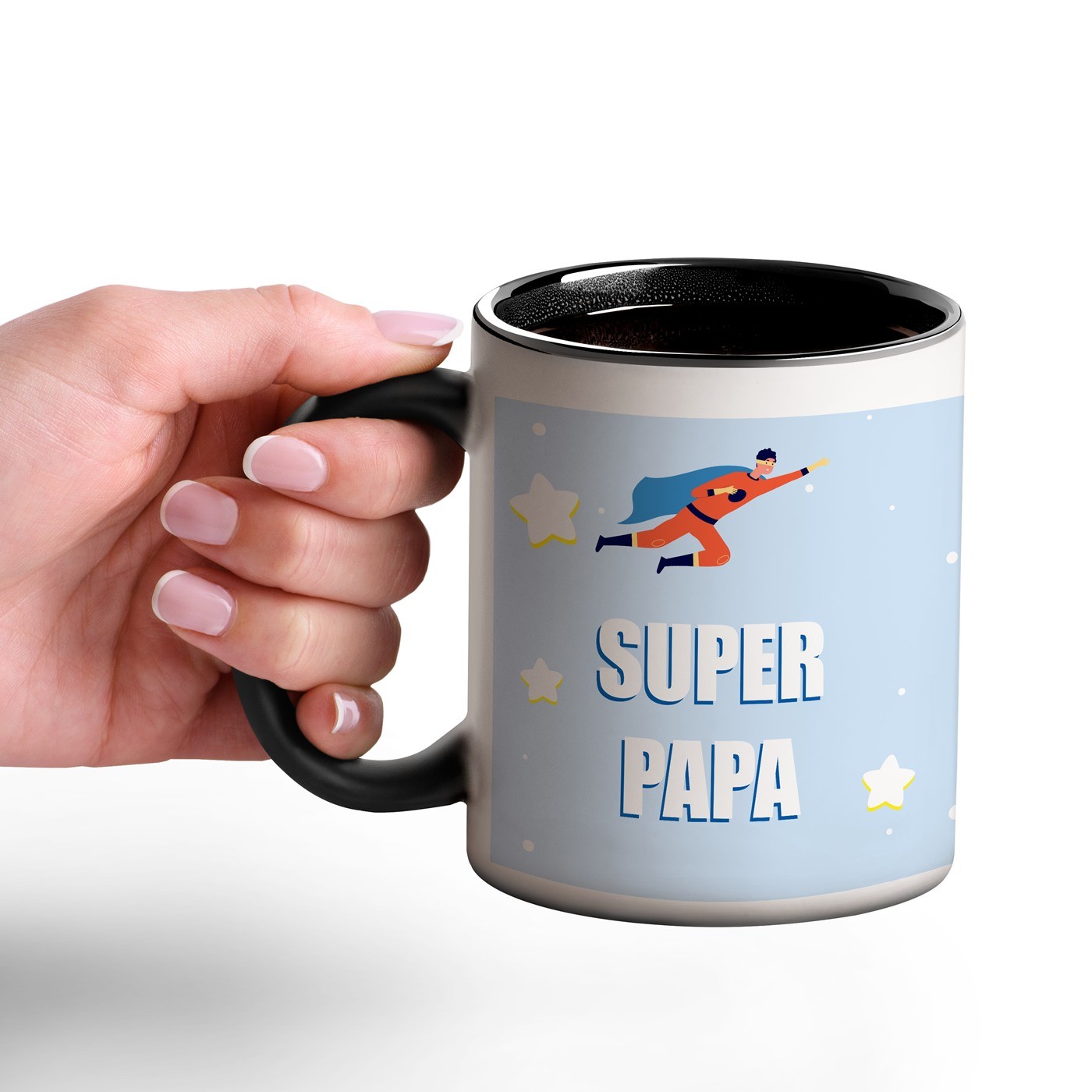 Taza Mágica Murrano con Impresión Negro y Blanco para el Cumpleaños del Padre