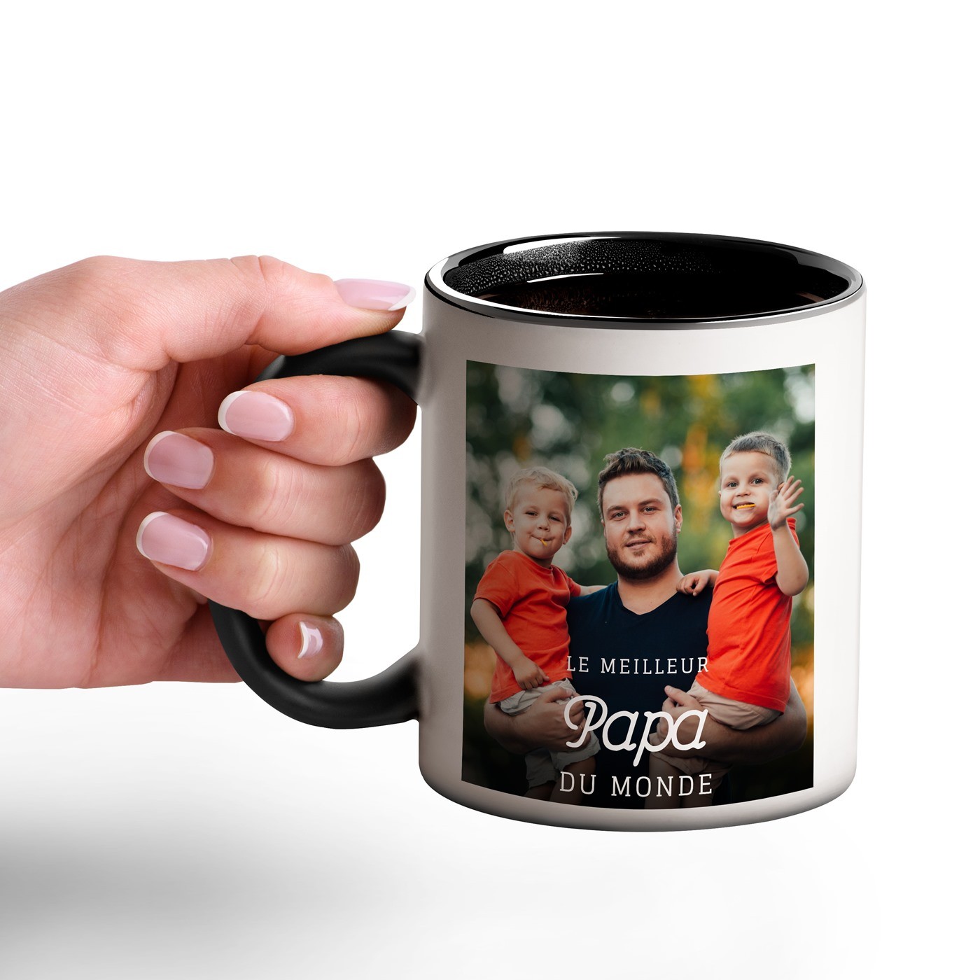 Taza mágica Murrano con impresión negro y blanco para el Día del Padre