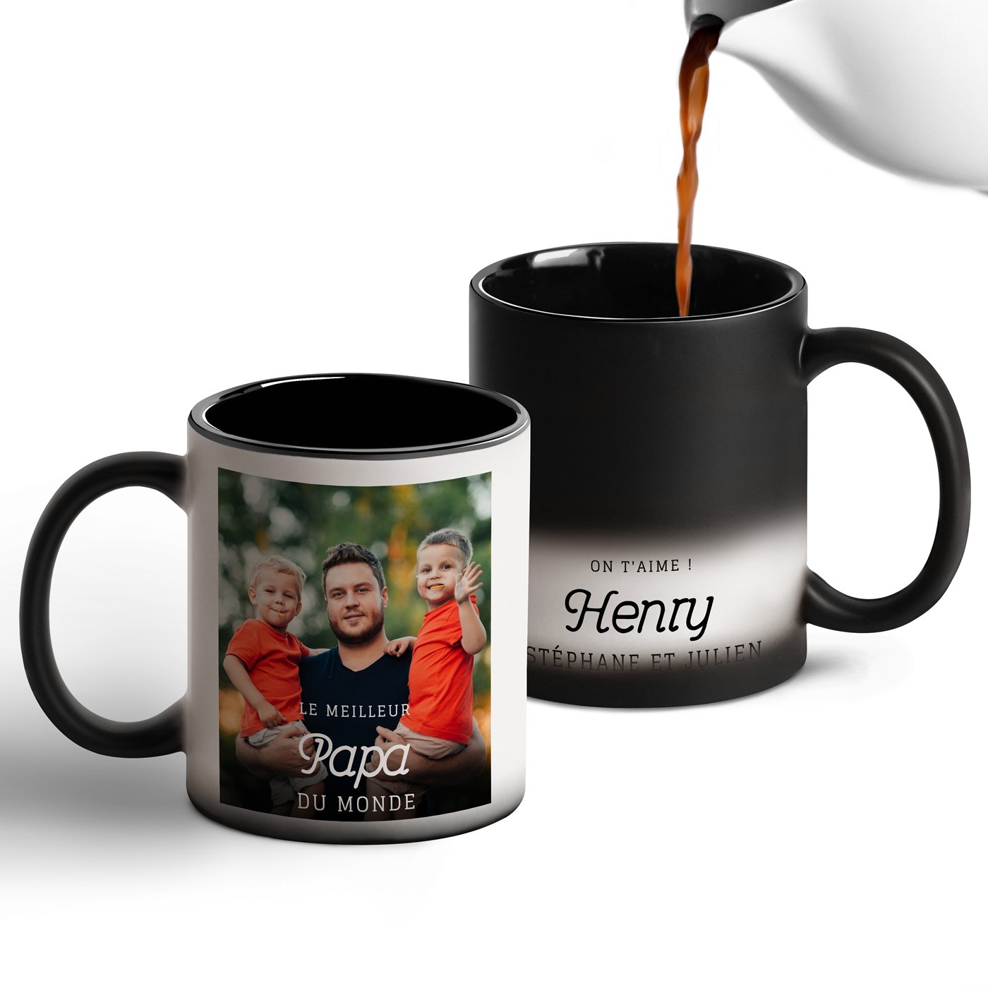 Taza mágica Murrano con impresión negro y blanco para el Día del Padre