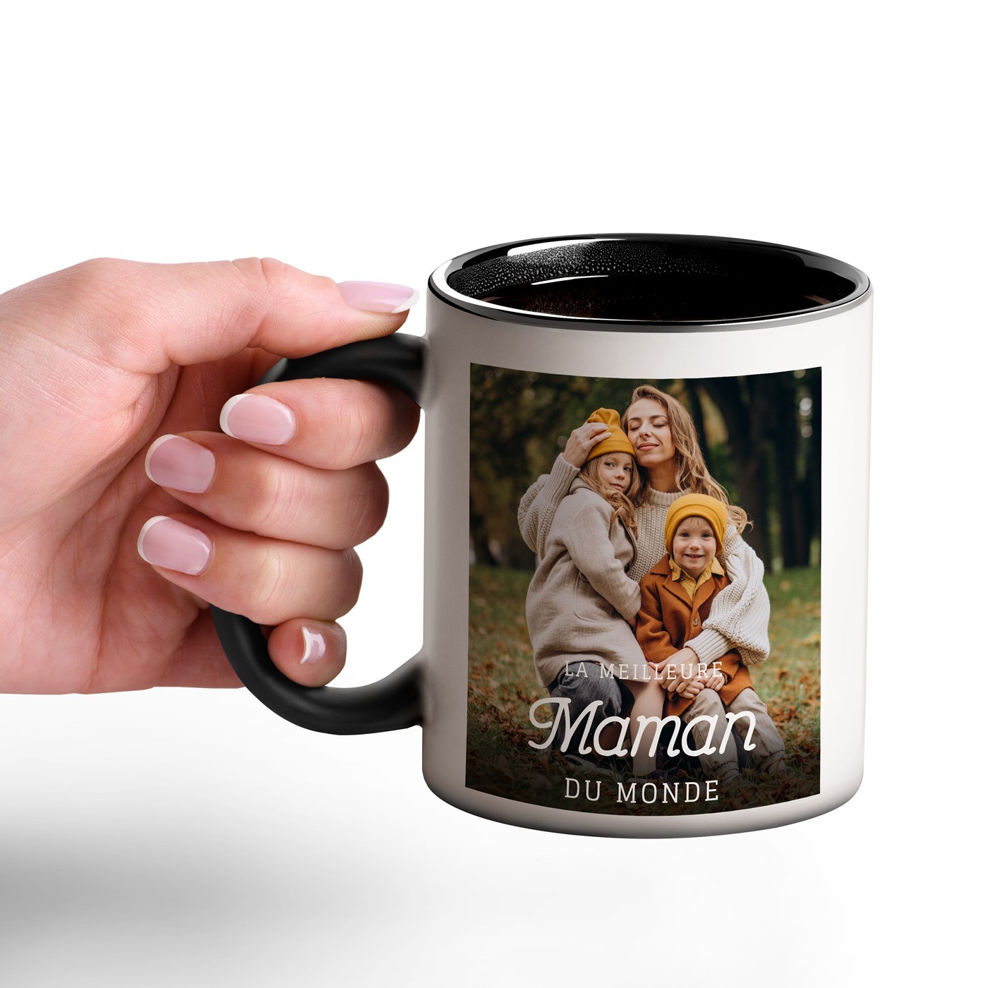 Taza Mágica de Murrano con Impresión en Blanco y Negro para el Día de las Madres