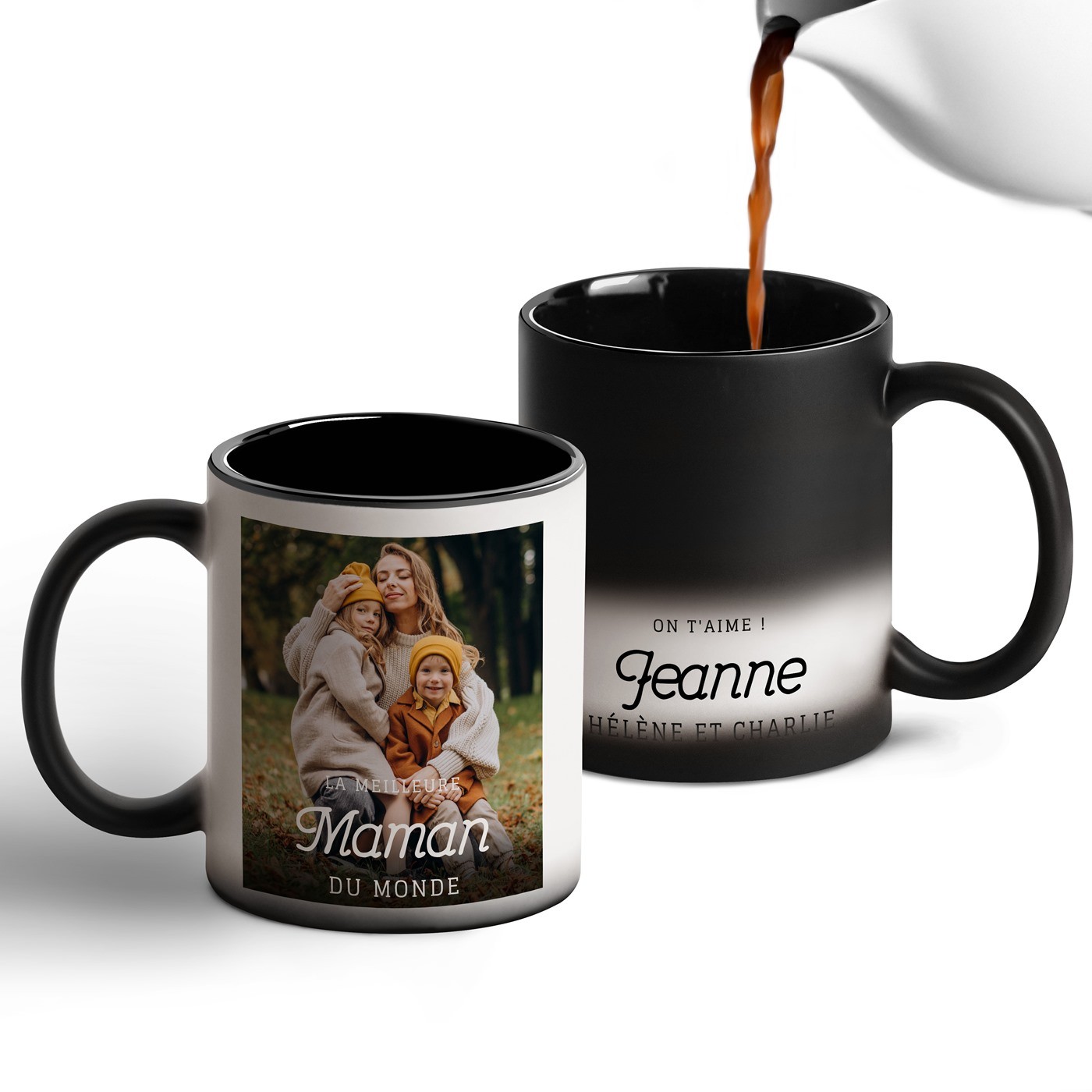 Taza Mágica de Murrano con Impresión en Blanco y Negro para el Día de las Madres