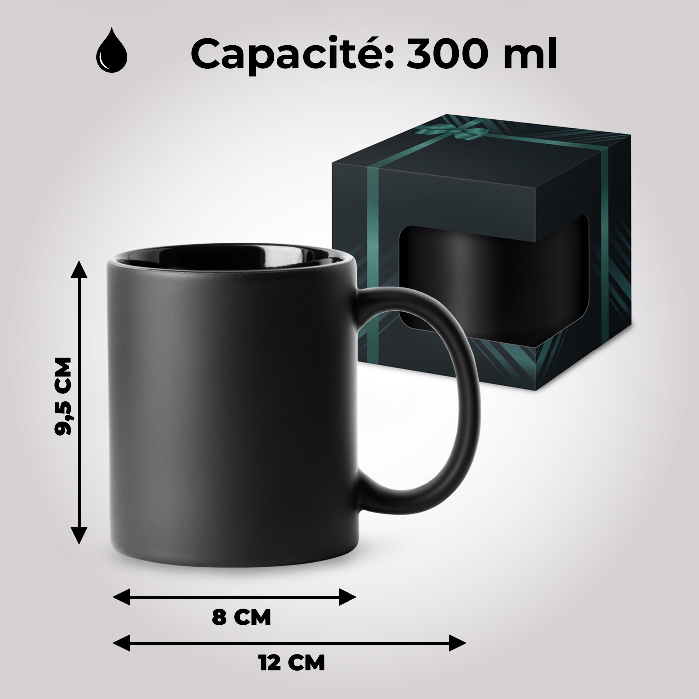 Taza Mágica Murrano con Impresión Negro y Blanco para el Cumpleaños de la Abuela