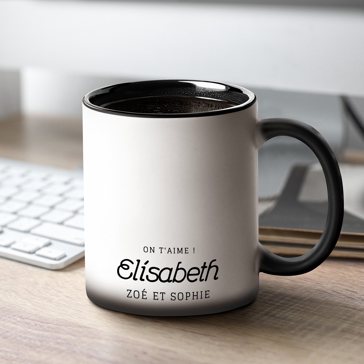 Taza Mágica Murrano con Impresión Negro y Blanco para el Cumpleaños de la Abuela