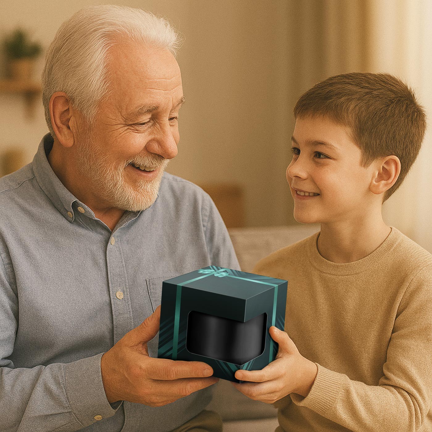 Taza Mágica Murrano - Impresión Mágica Negro y Blanco para el Cumpleaños del Abuelo