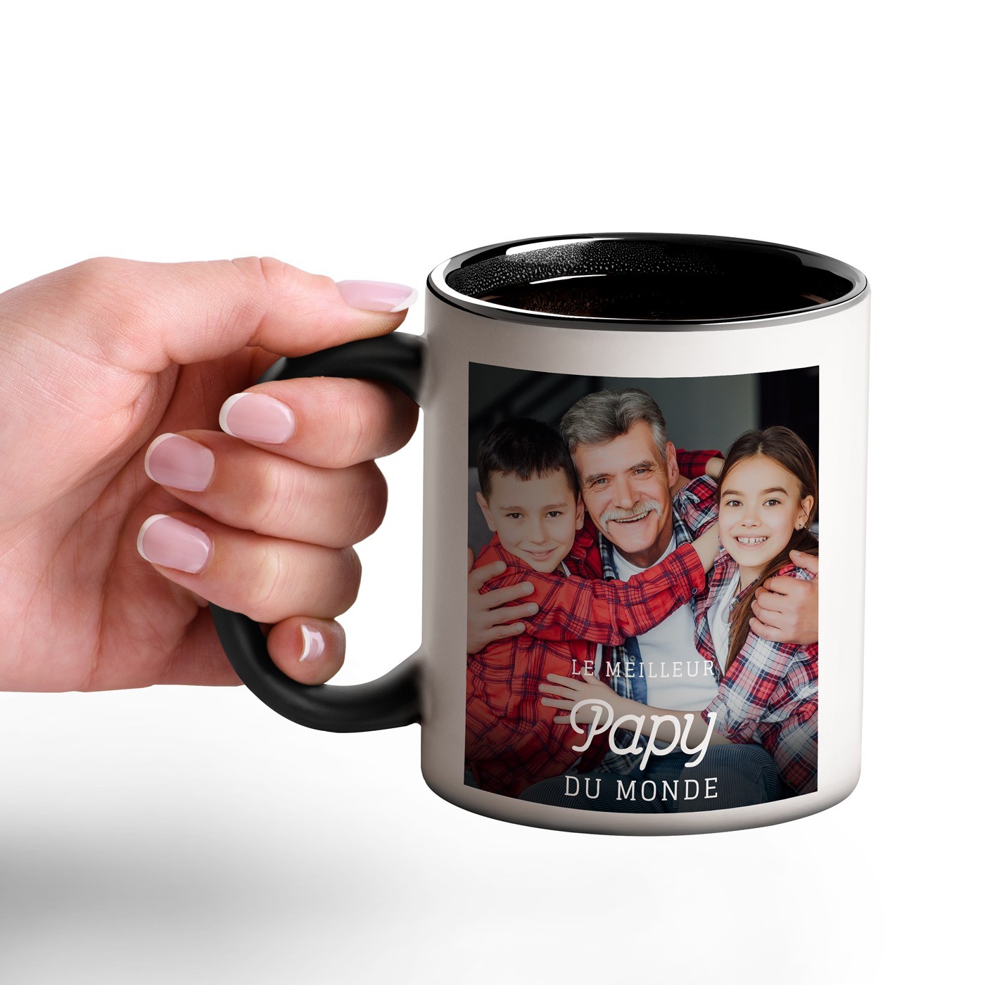 Taza Mágica Murrano - Impresión Mágica Negro y Blanco para el Cumpleaños del Abuelo