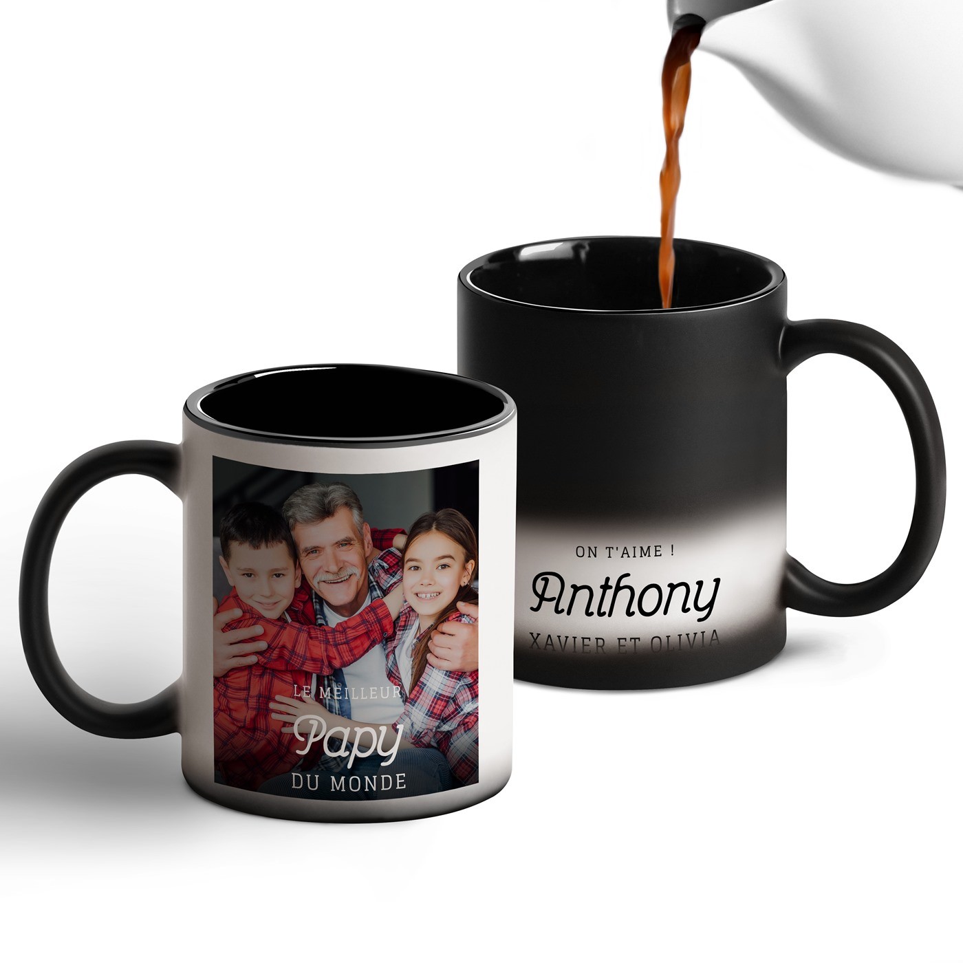 Taza Mágica Murrano - Impresión Mágica Negro y Blanco para el Cumpleaños del Abuelo