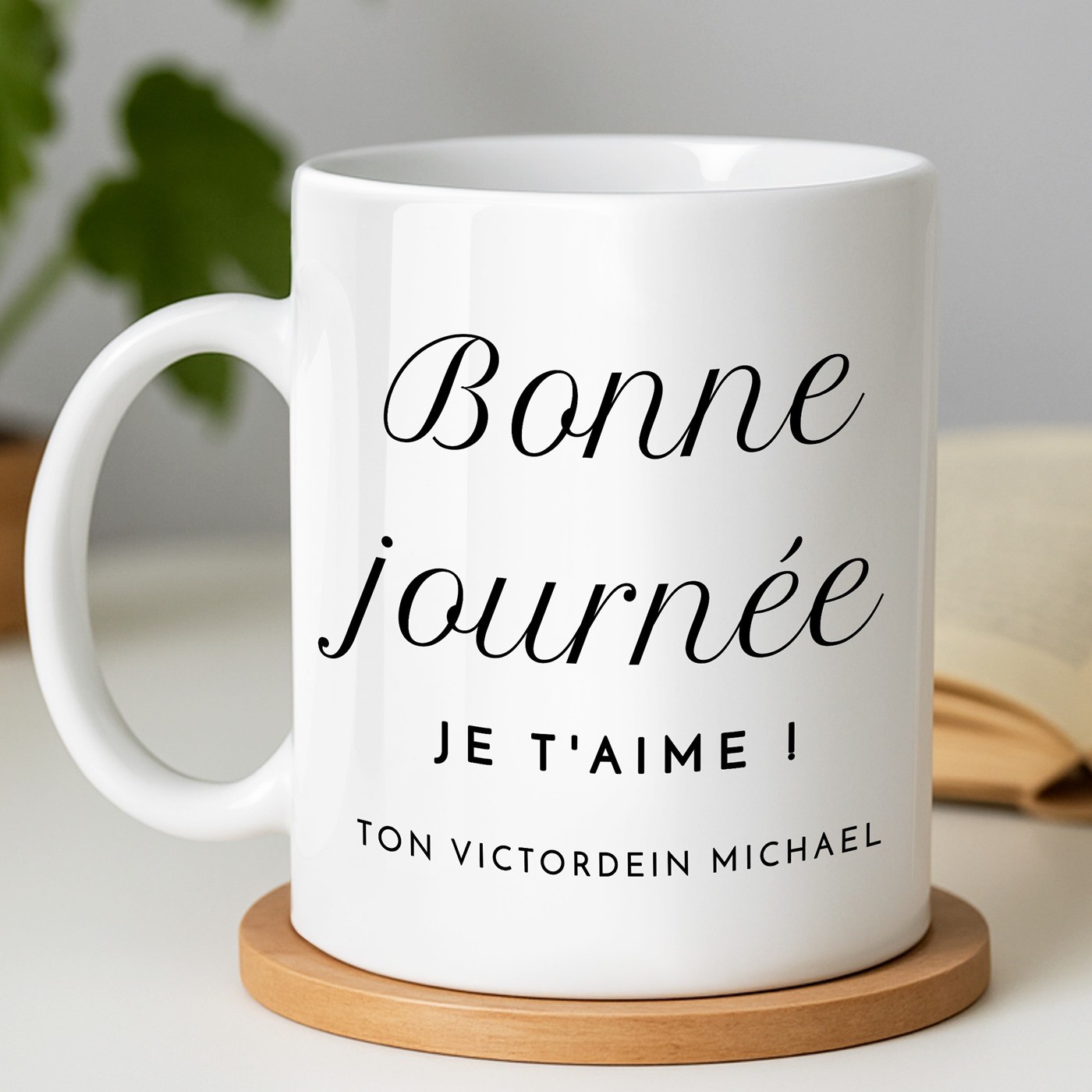 Mug de cerámica blanca Murrano con impresión para el aniversario de la esposa