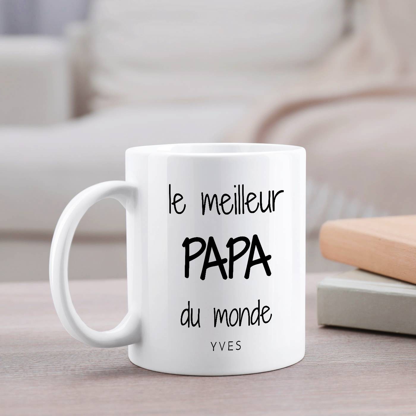 Mug de cerámica blanca Murrano con impresión para el Día del Padre