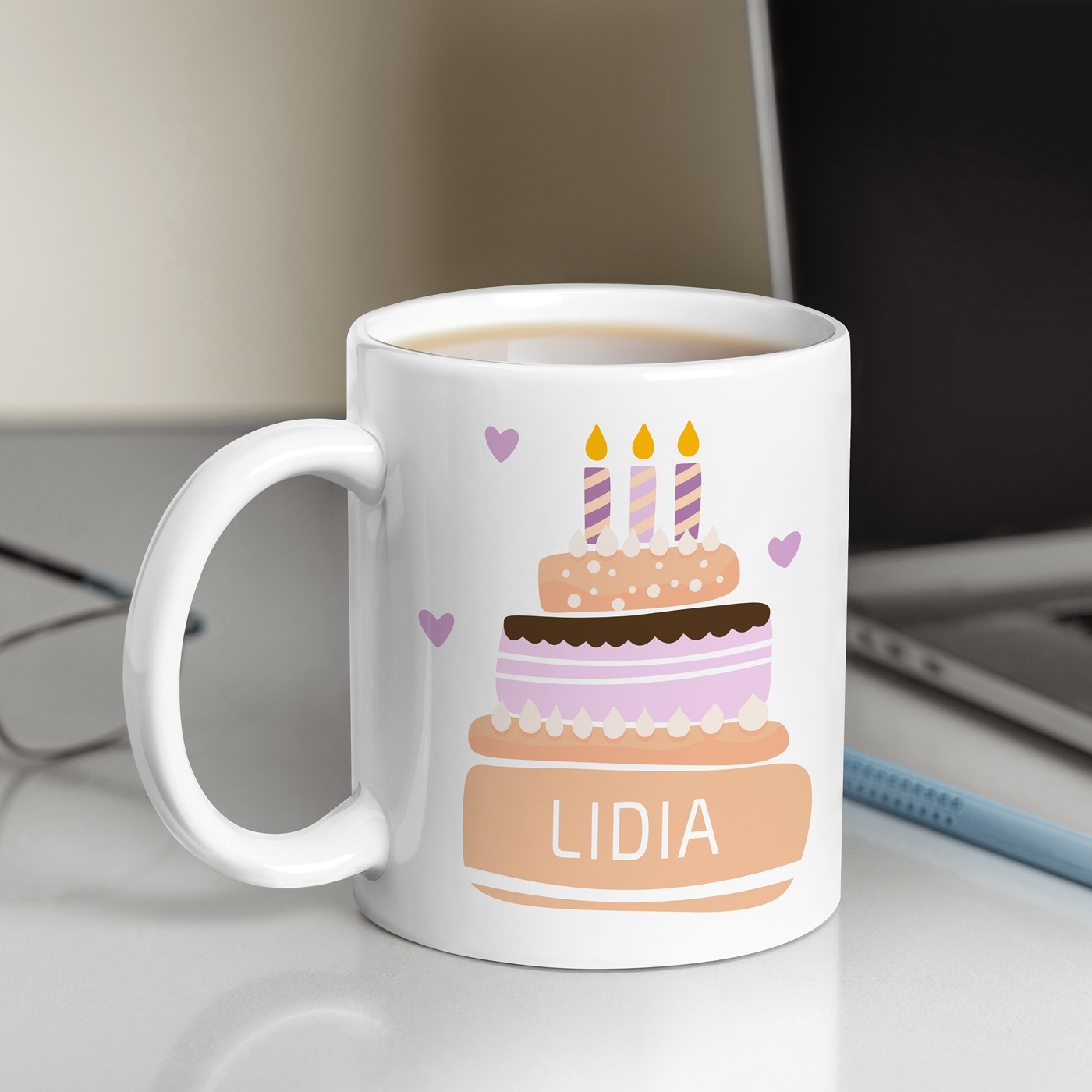 Murrano Ceramic White Mug with 'She' Woman's Anniversary Print