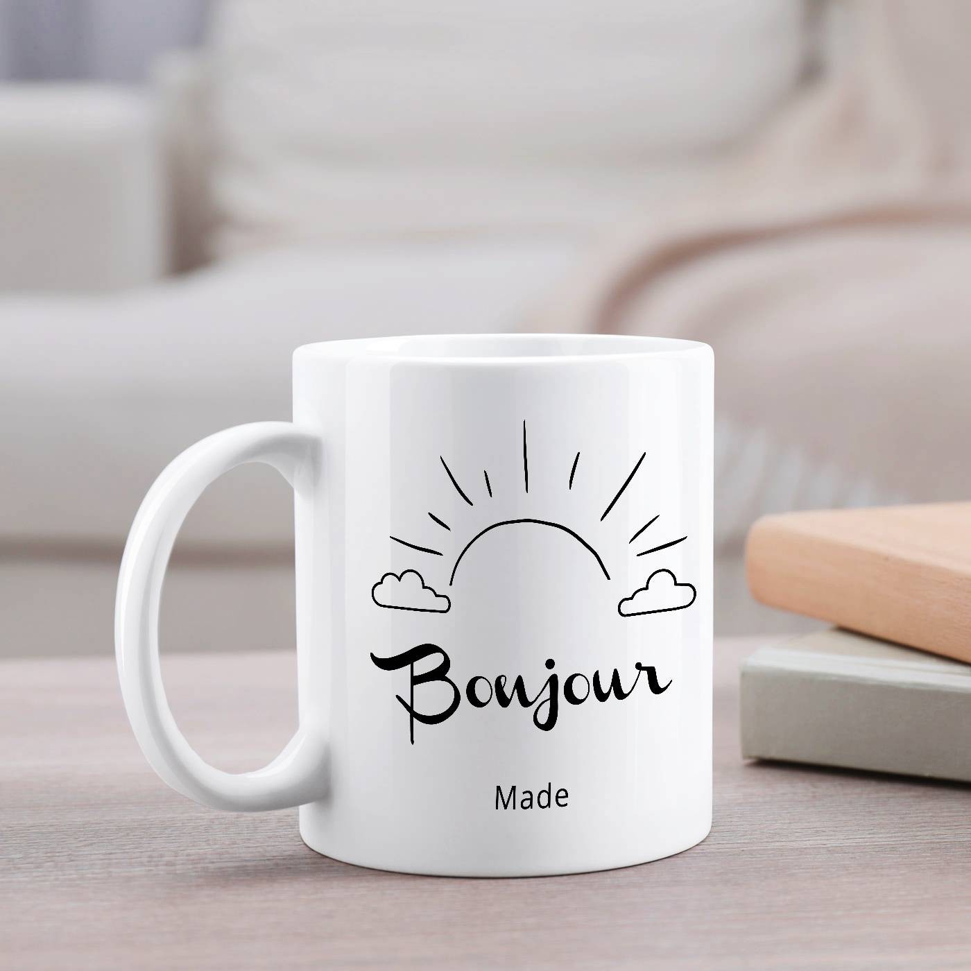 Mug de cerámica blanca Murrano con impresión de mujer para un día especial