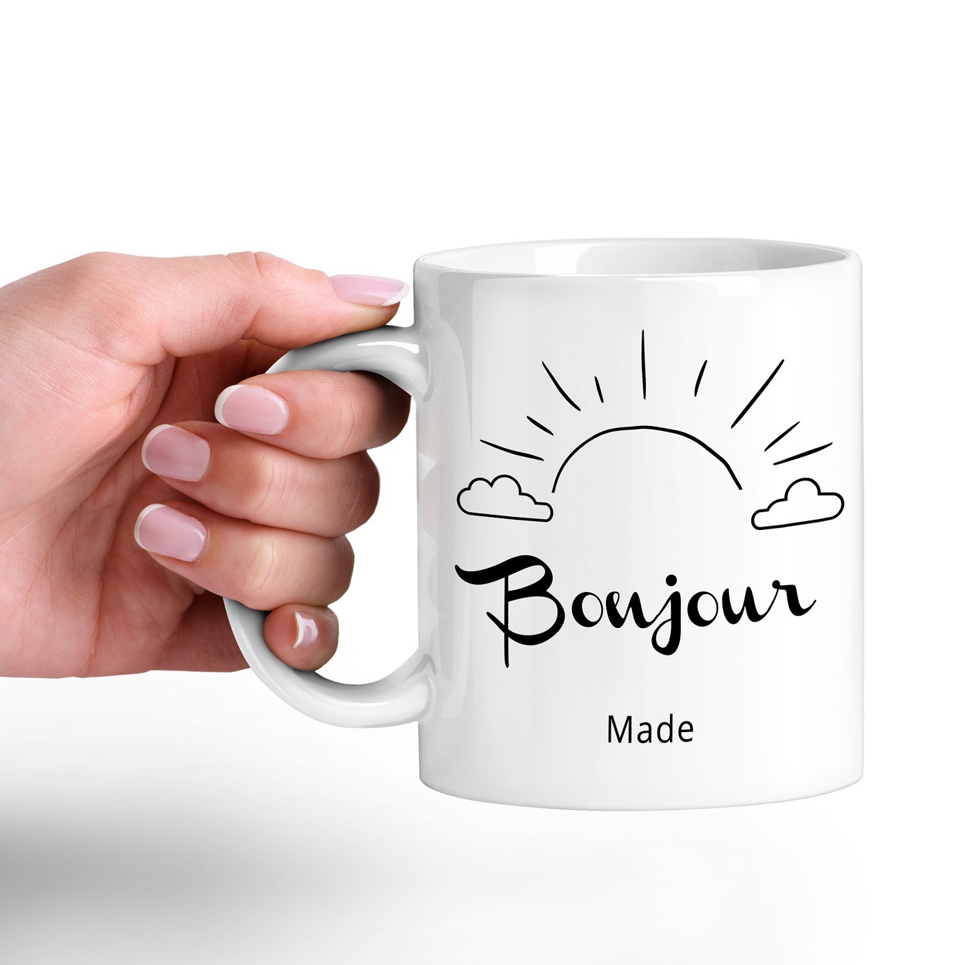 Mug de cerámica blanca Murrano con impresión de mujer para un día especial