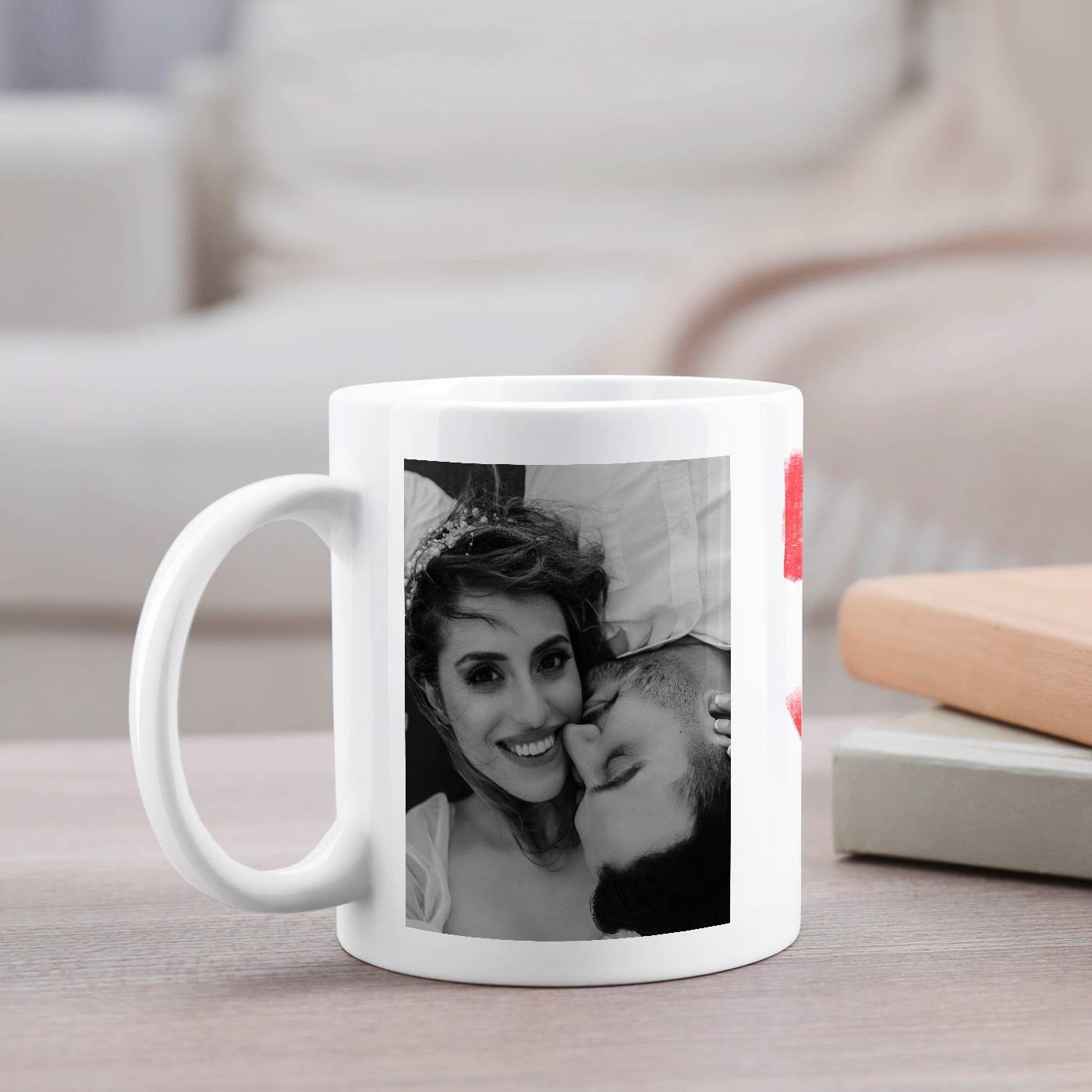 Mug de cerámica blanca Murrano con impresión para pareja aniversario de boda
