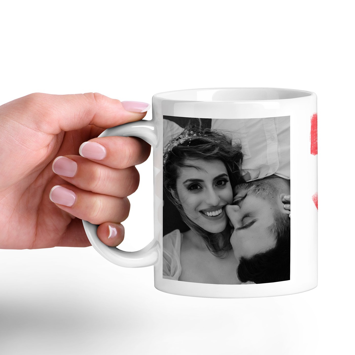 Mug de cerámica blanca Murrano con impresión para pareja aniversario de boda