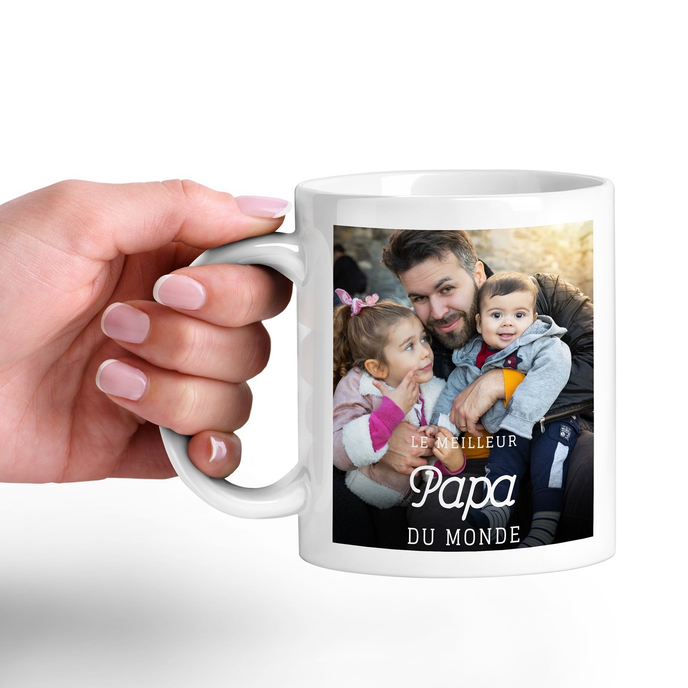 Mug de cerámica Murrano con impresión para el aniversario de papá - Blanco