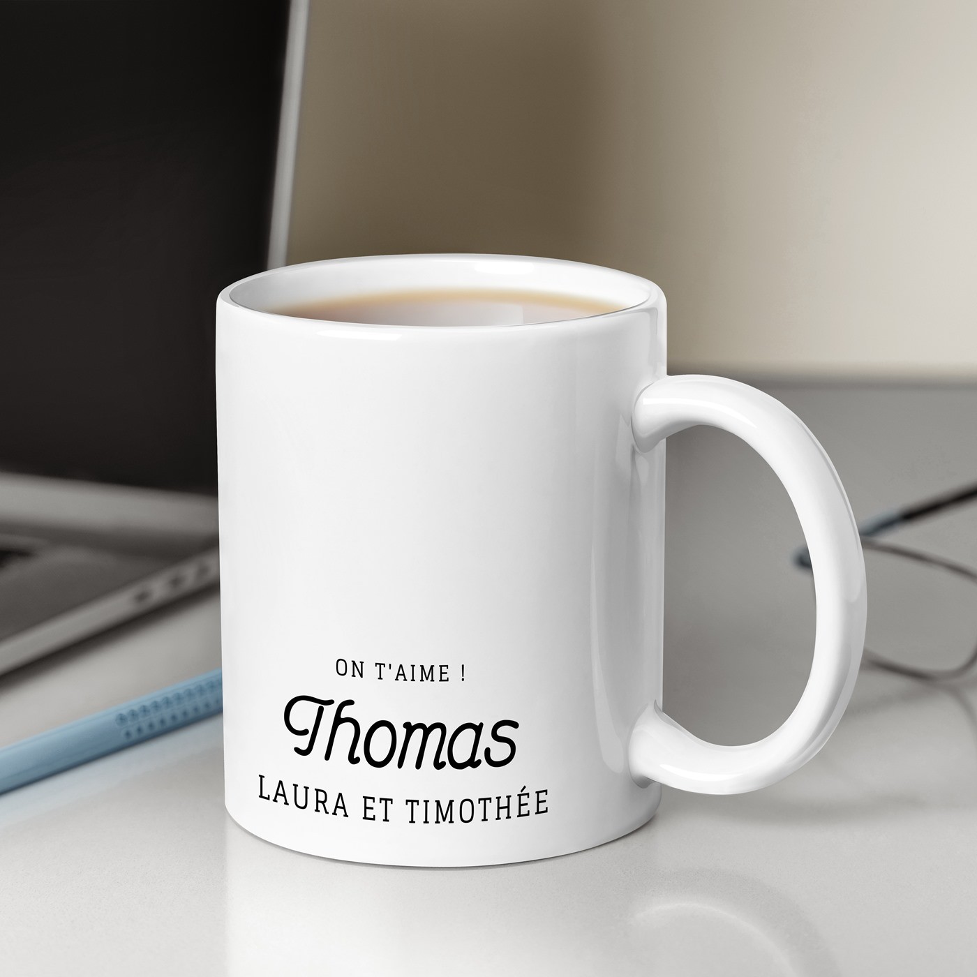 Mug de cerámica Murrano con impresión para el aniversario de papá - Blanco