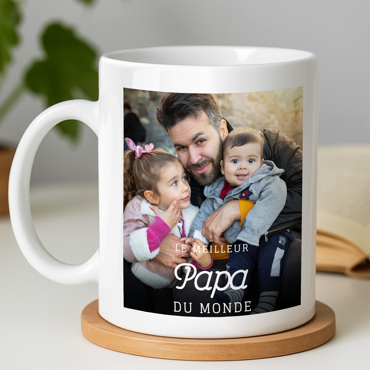 Mug de cerámica Murrano con impresión para el aniversario de papá - Blanco