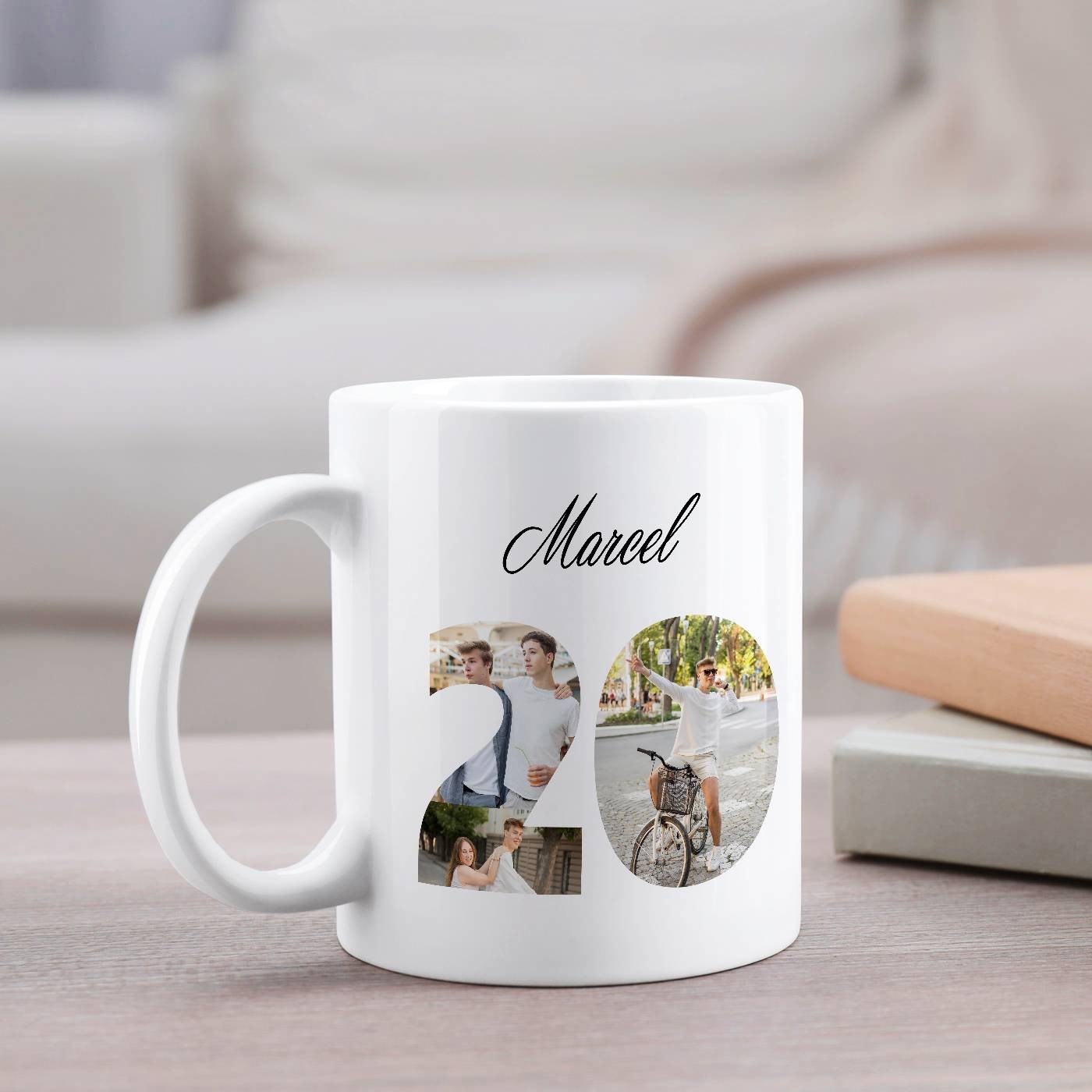 Mug de cerámica Murrano con impresión para el cumpleaños número 20 de un hombre