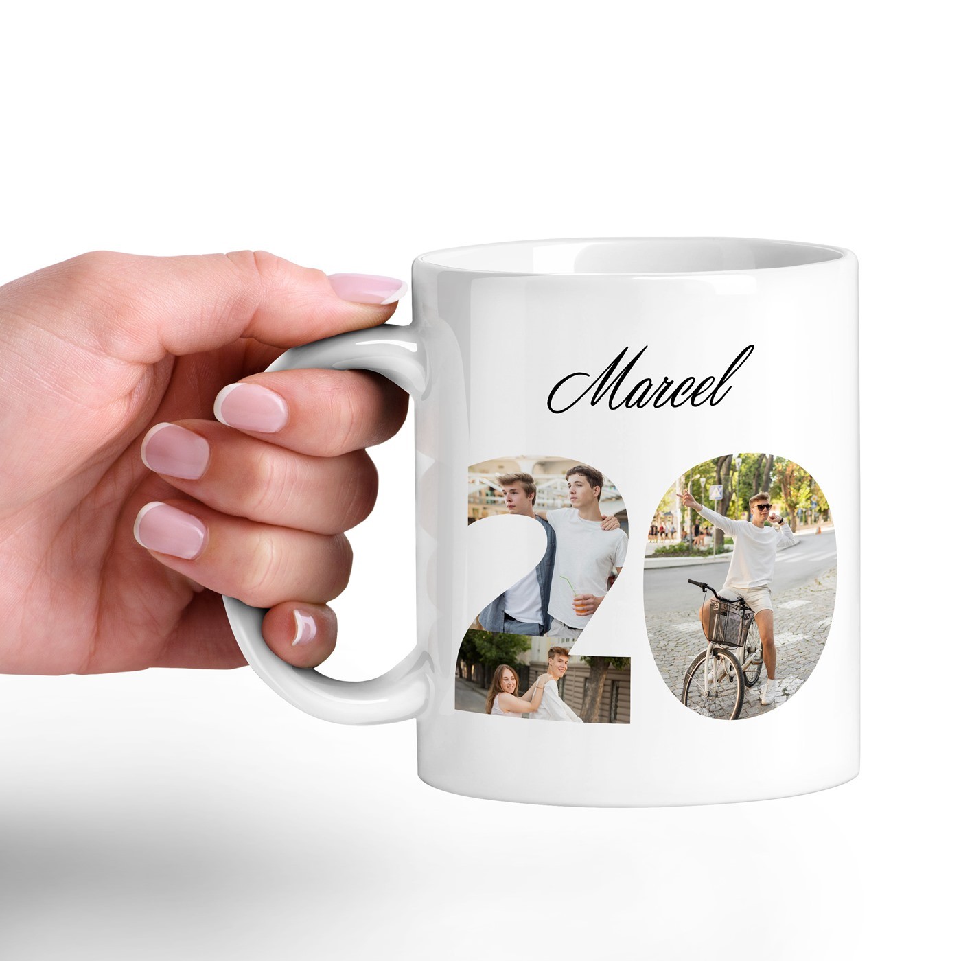 Mug de cerámica Murrano con impresión para el cumpleaños número 20 de un hombre
