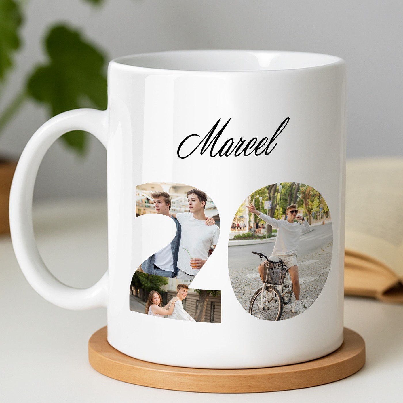 Mug de cerámica Murrano con impresión para el cumpleaños número 20 de un hombre