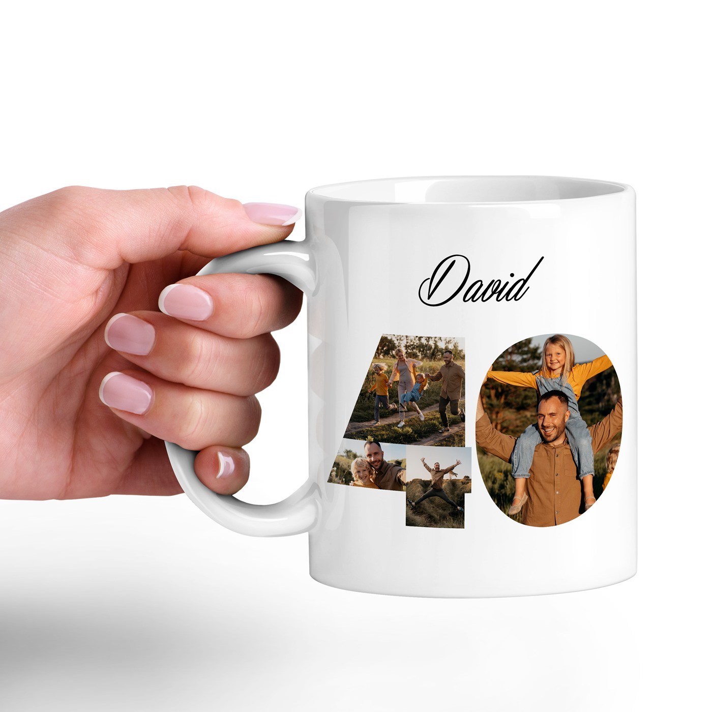 Mug de cerámica blanca Murrano con impresión para él, cumpleaños número 40