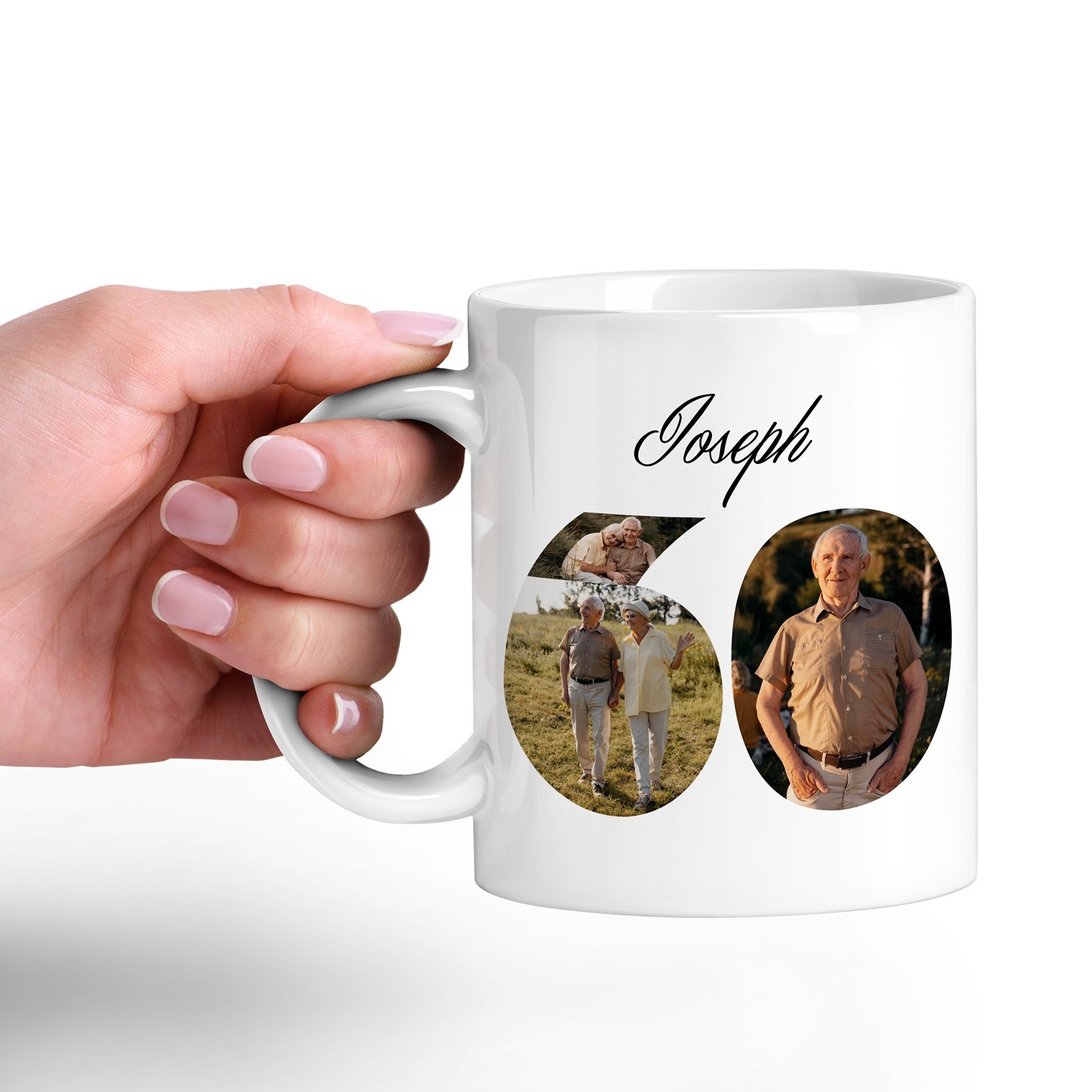 Taza de cerámica Murrano con impresión para el cumpleaños número 60 de un hombre