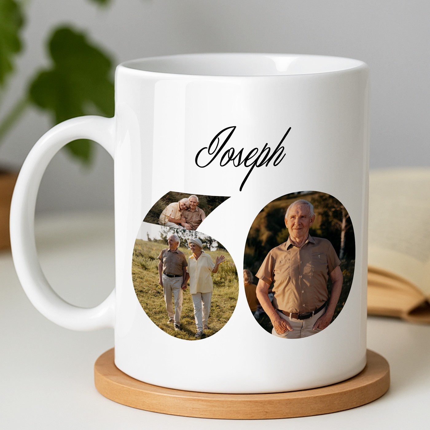 Taza de cerámica Murrano con impresión para el cumpleaños número 60 de un hombre