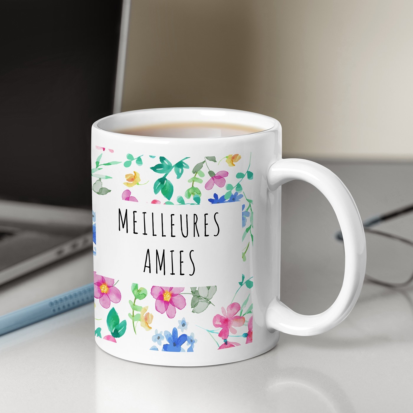 Taza de cerámica Murrano con impresión para mejor amiga - Blanca