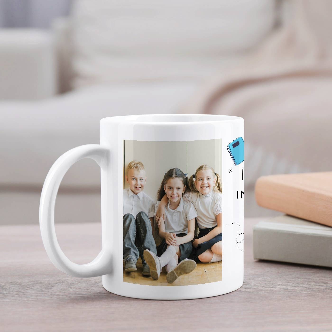 Mug de cerámica blanca Murrano con impresión para mujer maestra