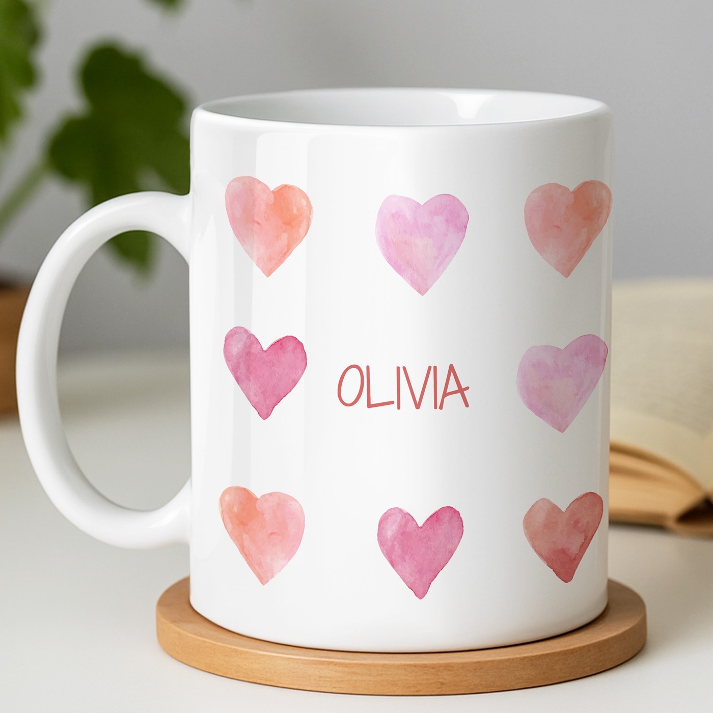 Murrano Ceramic White Mug with Valentine's Day Impression for Her