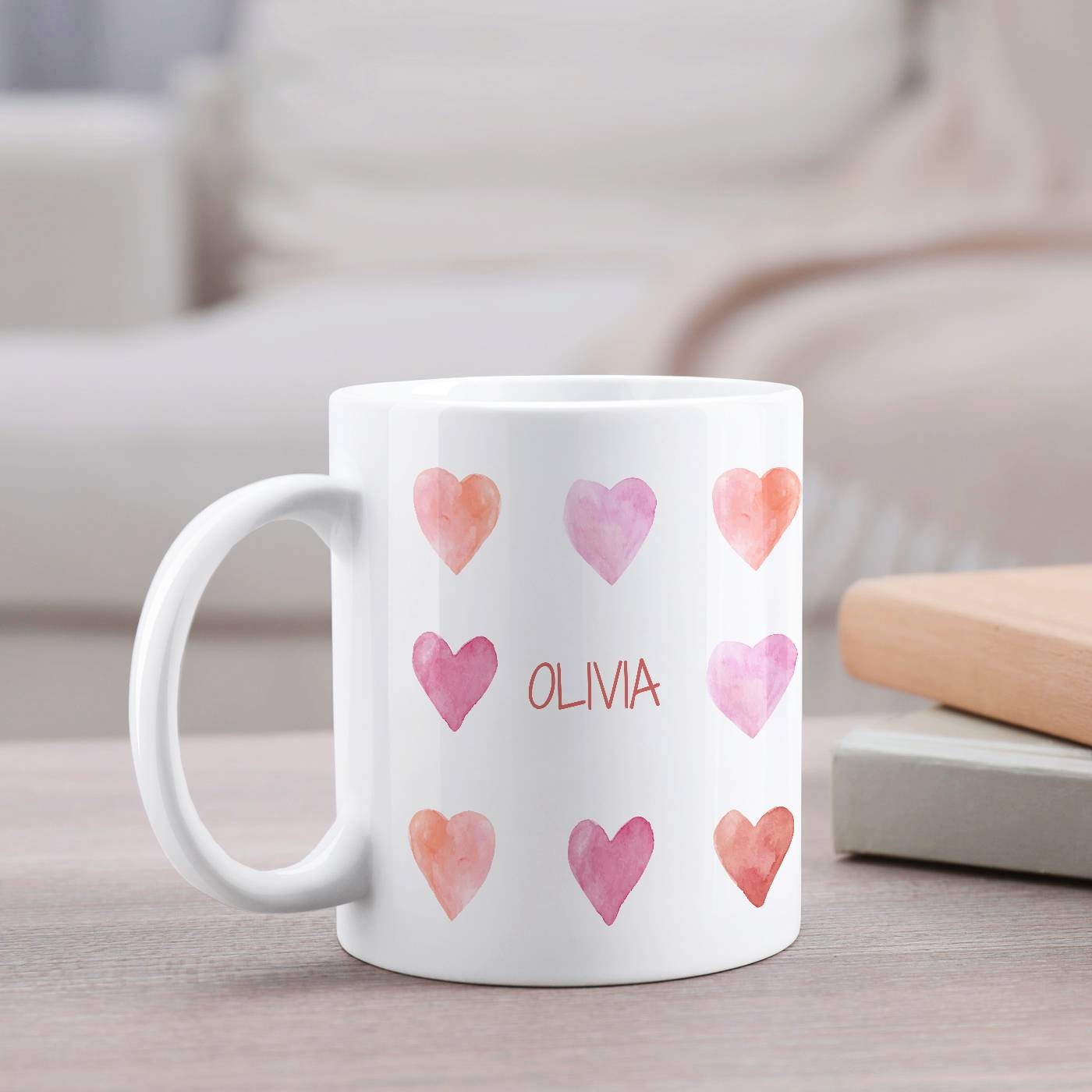 Mug de cerámica blanca Murrano con impresión para el Día de San Valentín para ella