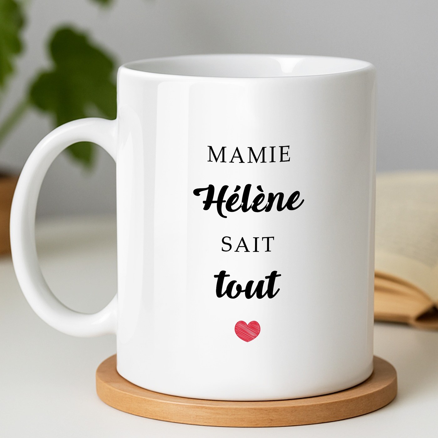 Taza de cerámica blanca Murrano con impresión personalizada para la abuelita