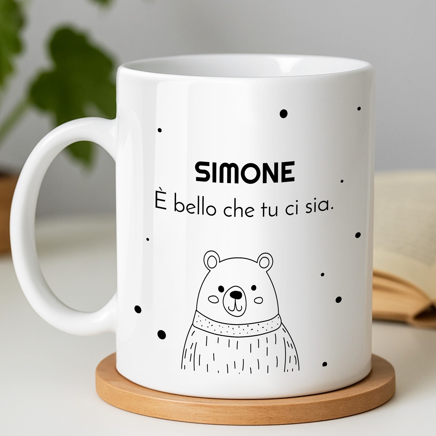 Taza de cerámica Murrano con impresión de oso para el cumpleaños de un hombre
