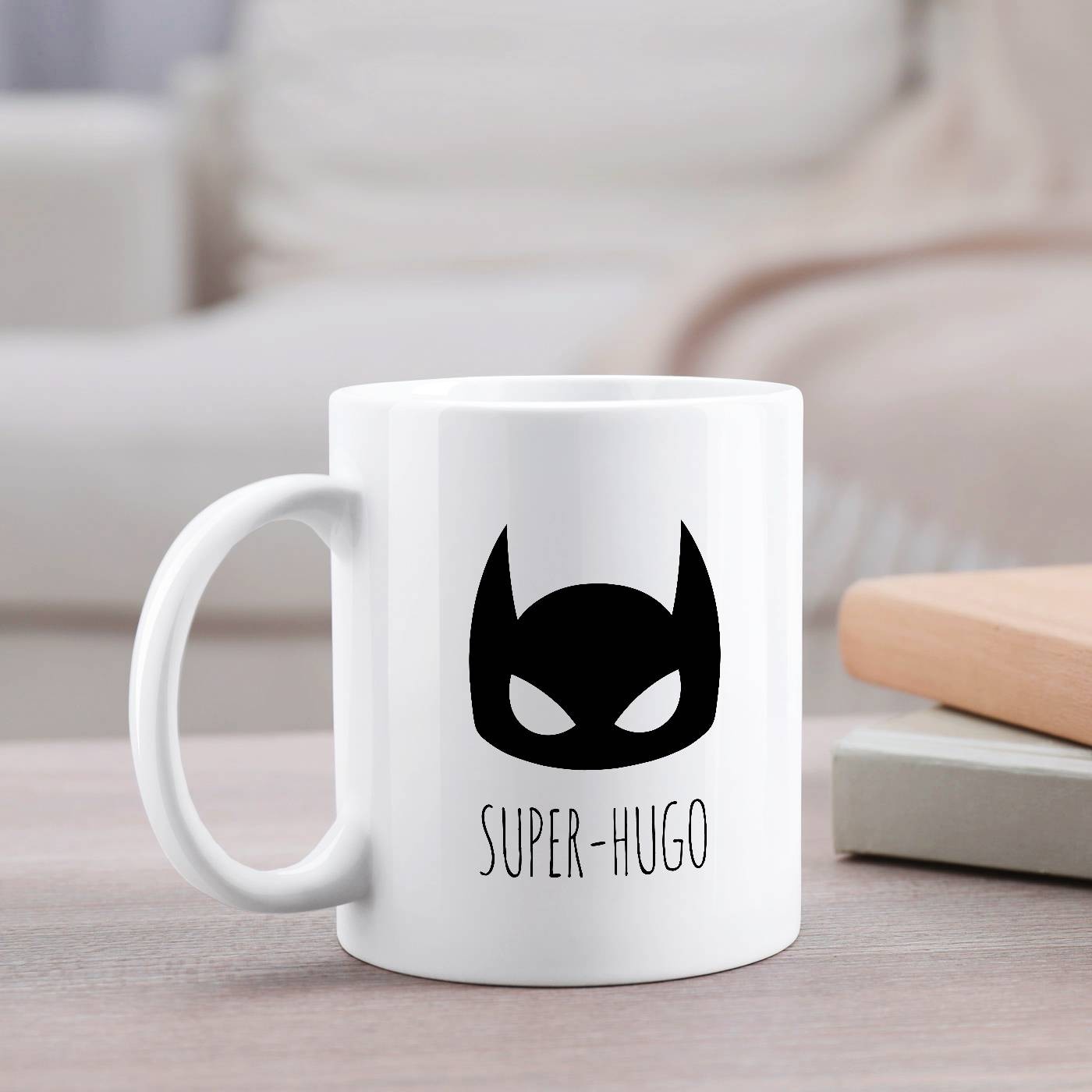 Taza de cerámica blanca Murrano con impresión de superhéroe para novio
