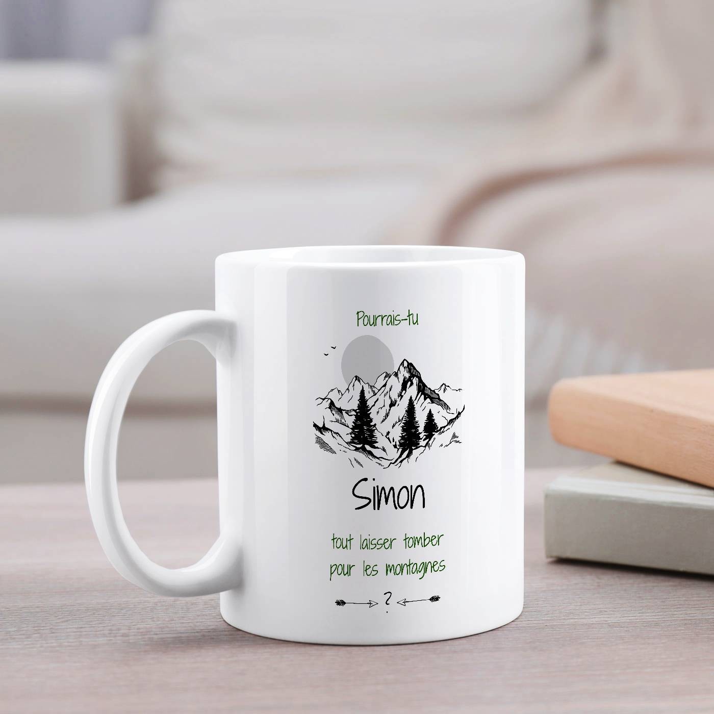 Taza de cerámica Murrano con impresión para amante de las montañas - Blanca