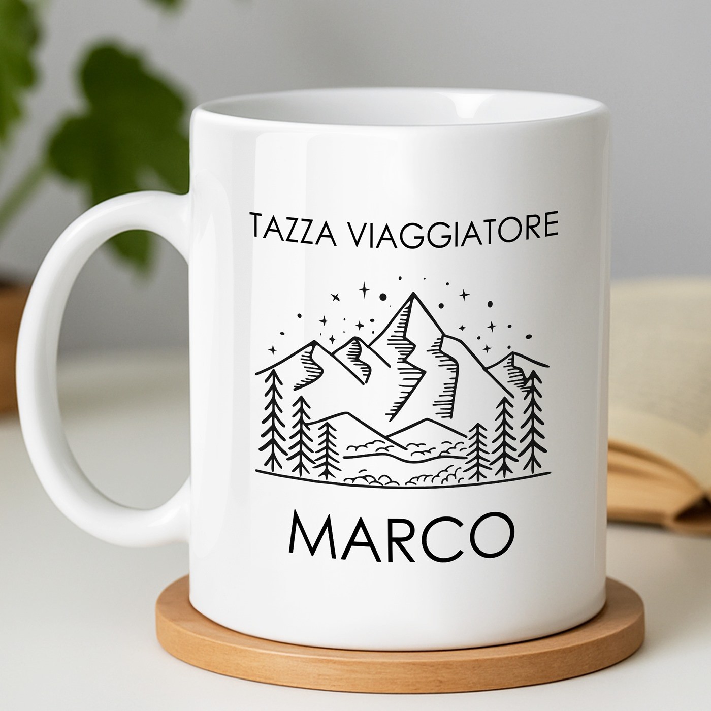 Mug de cerámica Murrano con impresión para hombre aventurero