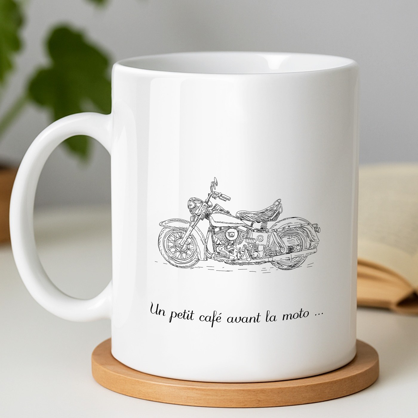 Mug de cerámica Murrano con impresión de motocicleta para hombres