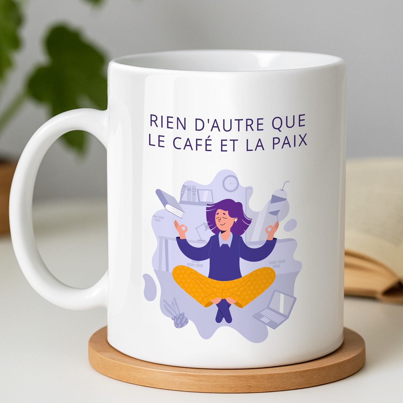 Tasse en céramique blanche Murrano avec impression pour enseignante