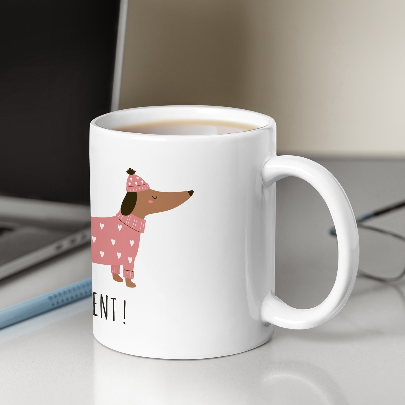 Mug de cerámica blanca Murrano con impresión para el aniversario de la novia