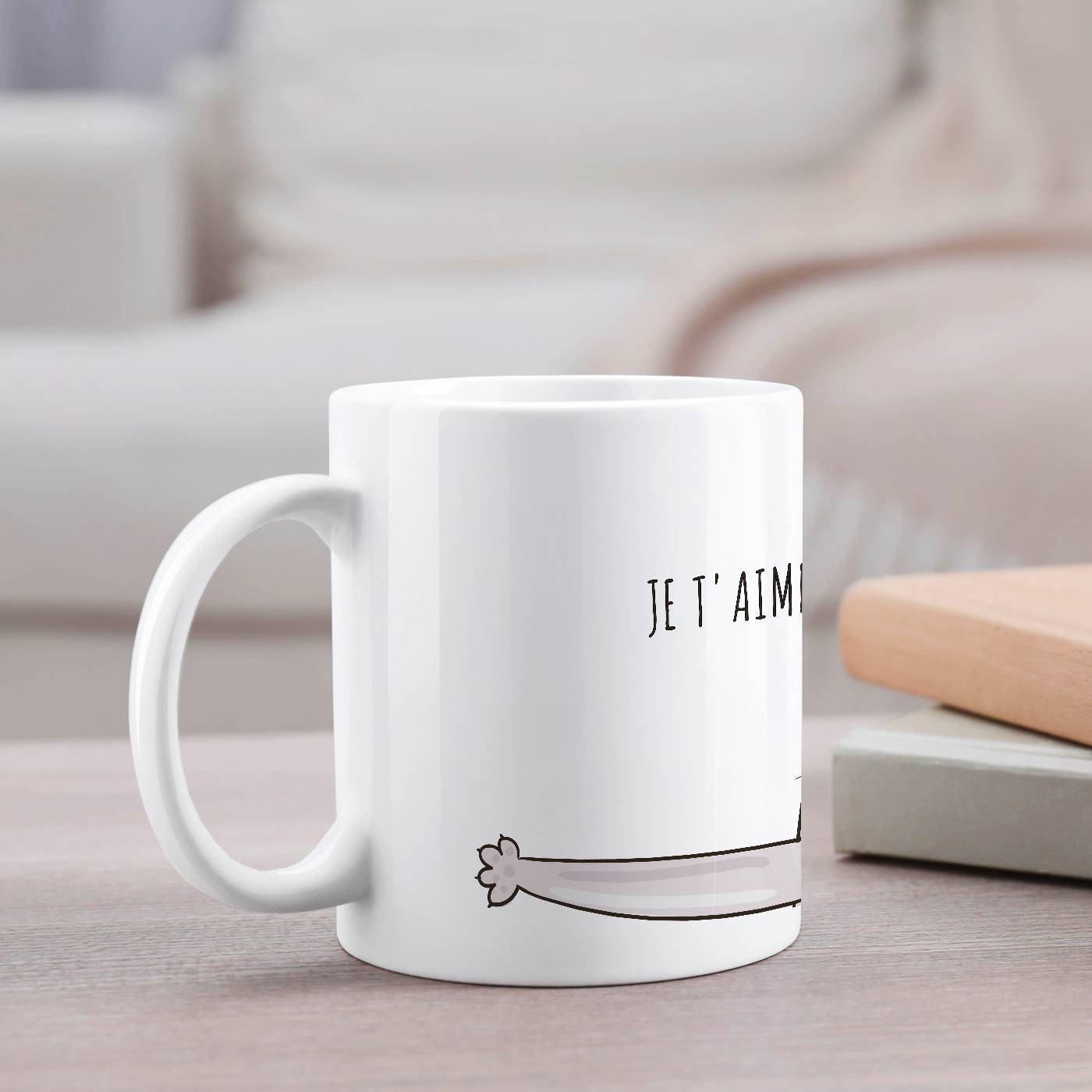 Mug de cerámica blanca Murrano con impresión de gato para mujer amante de los gatos