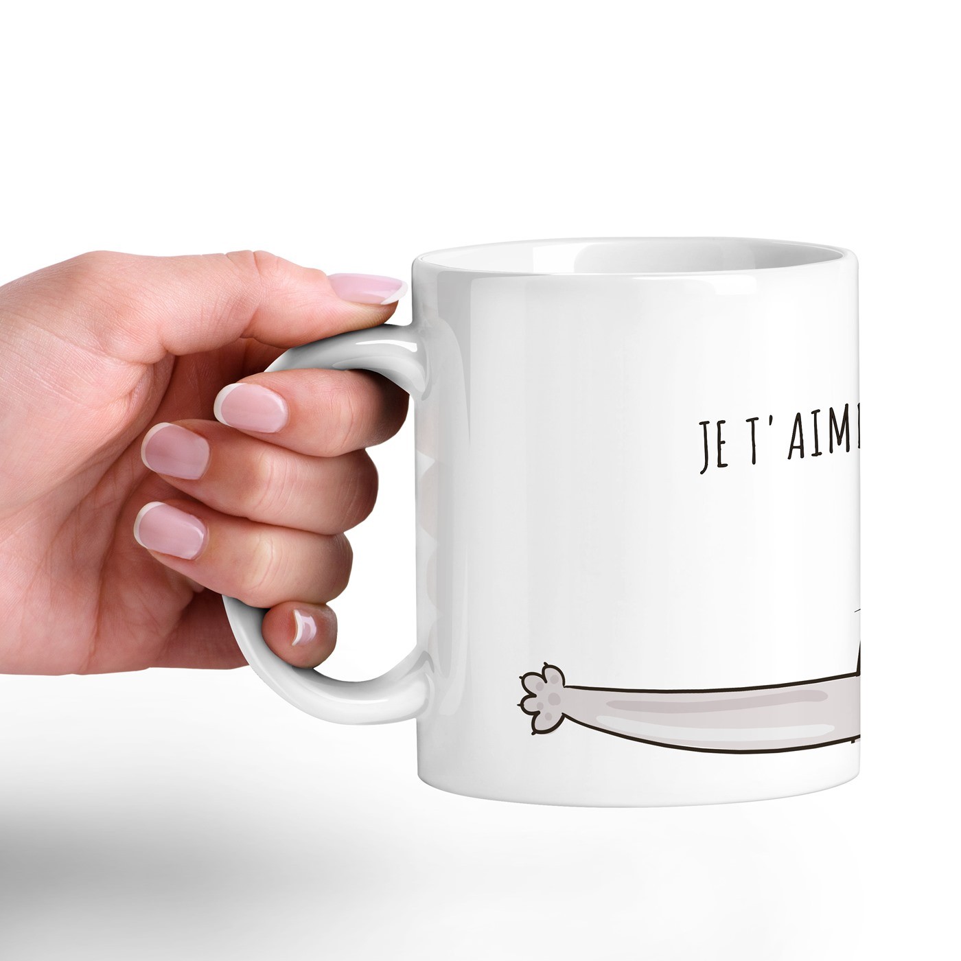 Mug de cerámica blanca Murrano con impresión de gato para mujer amante de los gatos