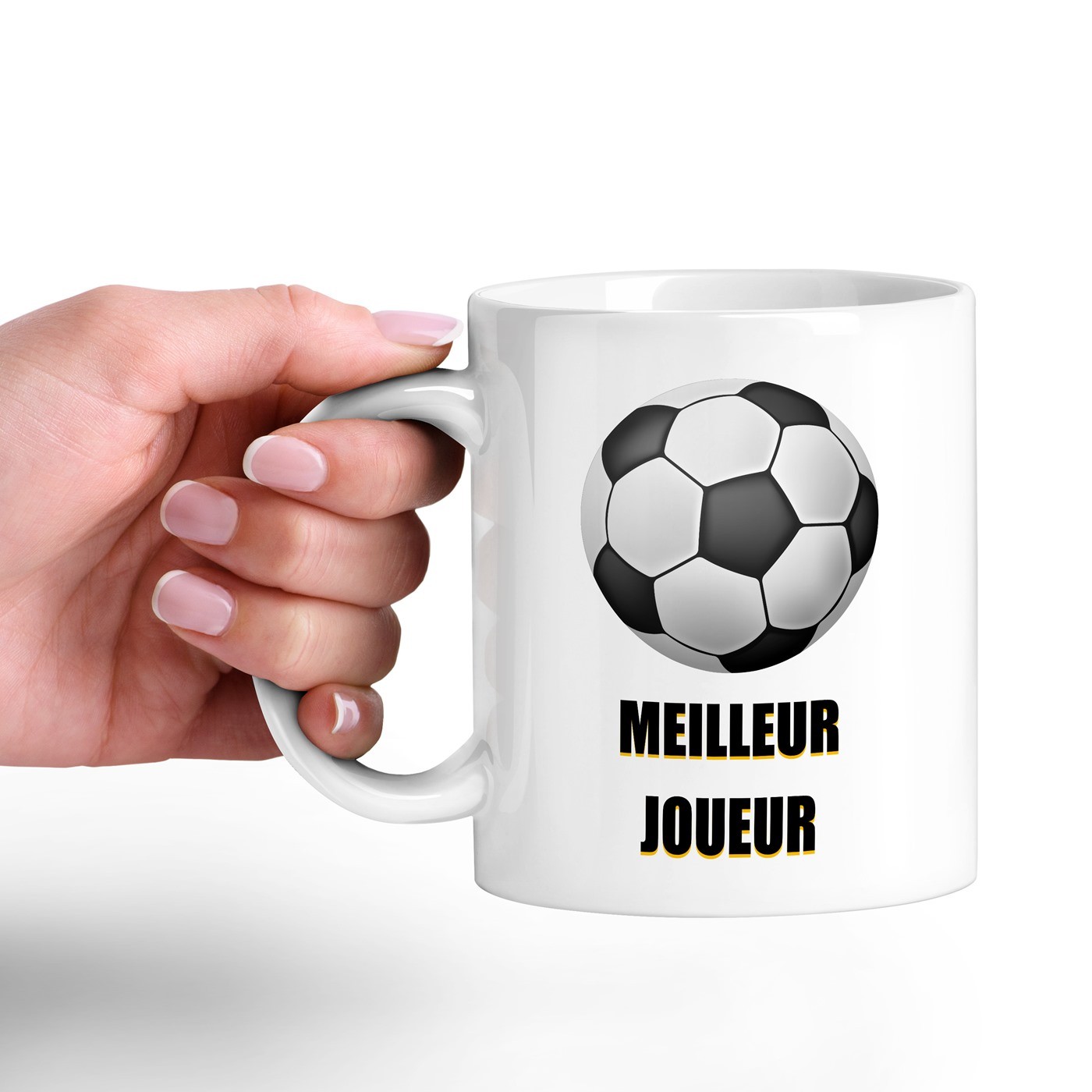 Murrano Ceramic White Mug with Football Player Print for Men