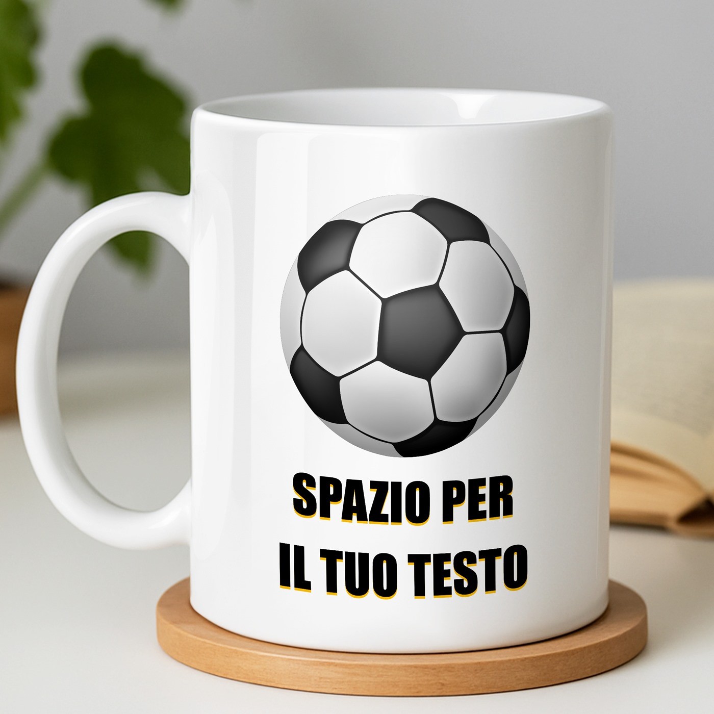 Murrano Ceramic White Mug with Football Player Print for Men