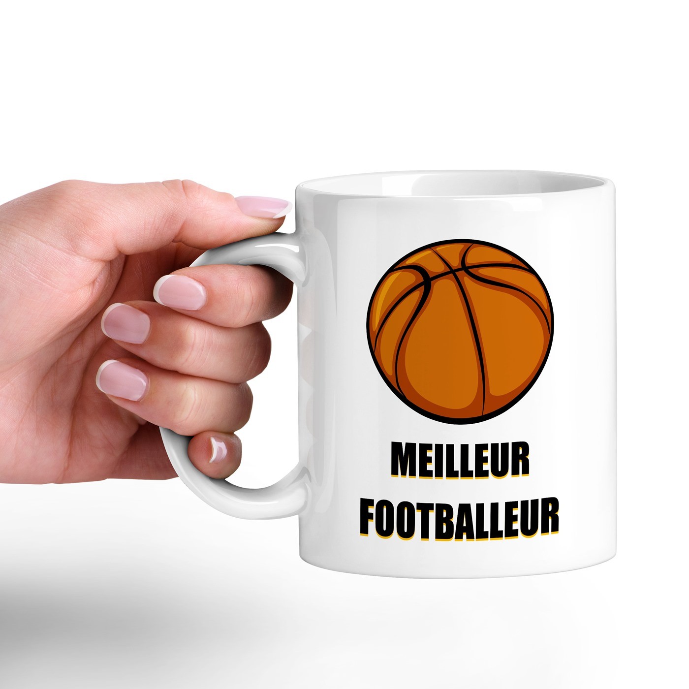 Murrano Ceramic White Basketball Mug with Personalized Print for Men