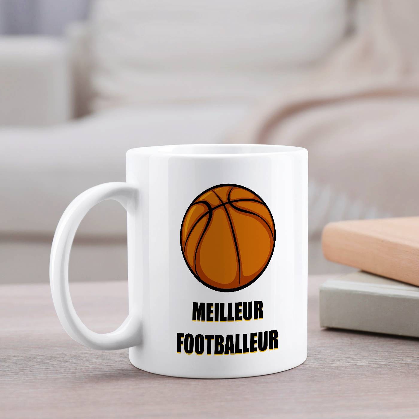 Murrano Ceramic White Basketball Mug with Personalized Print for Men