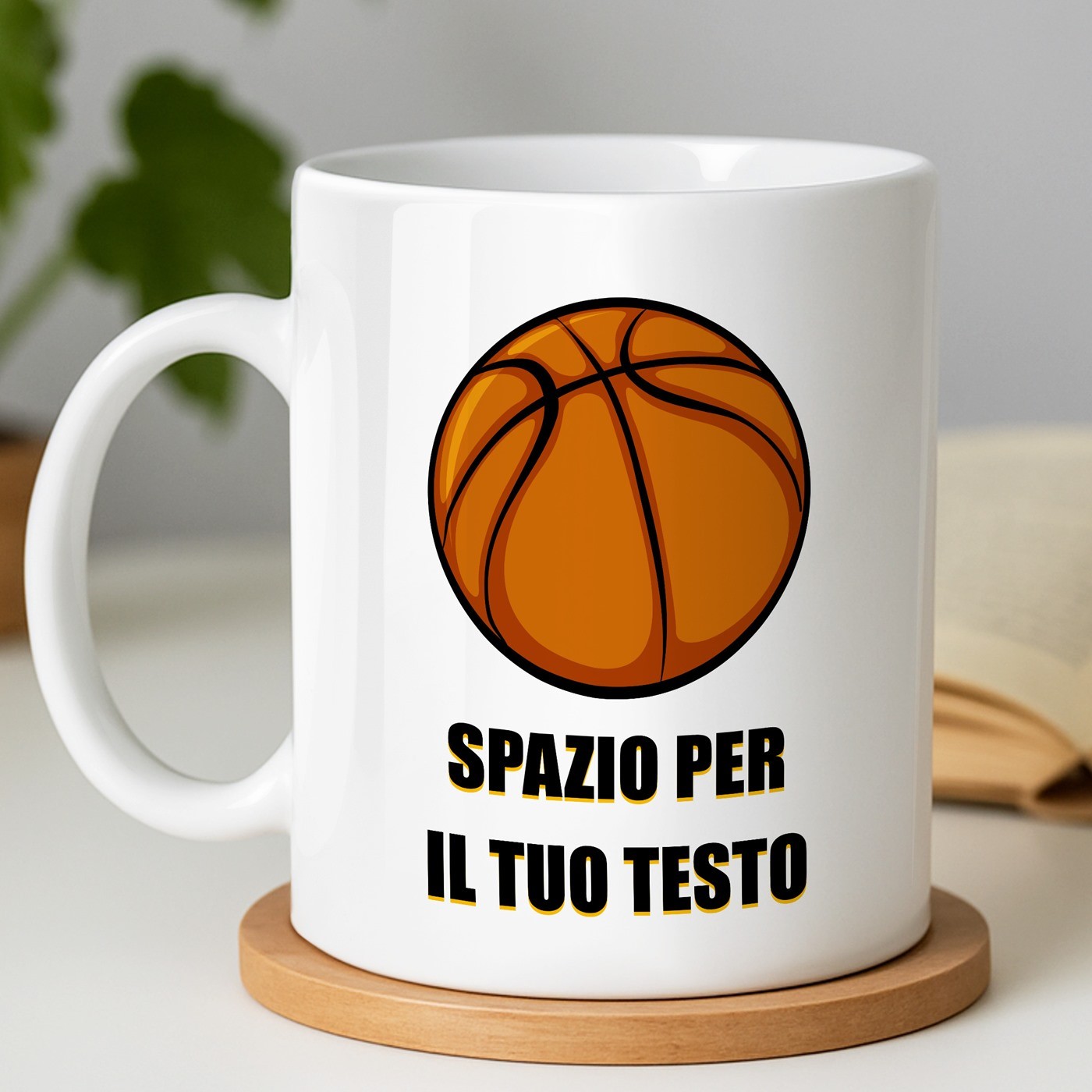 Mug de baloncesto de cerámica blanca Murrano con impresión personalizada para hombres