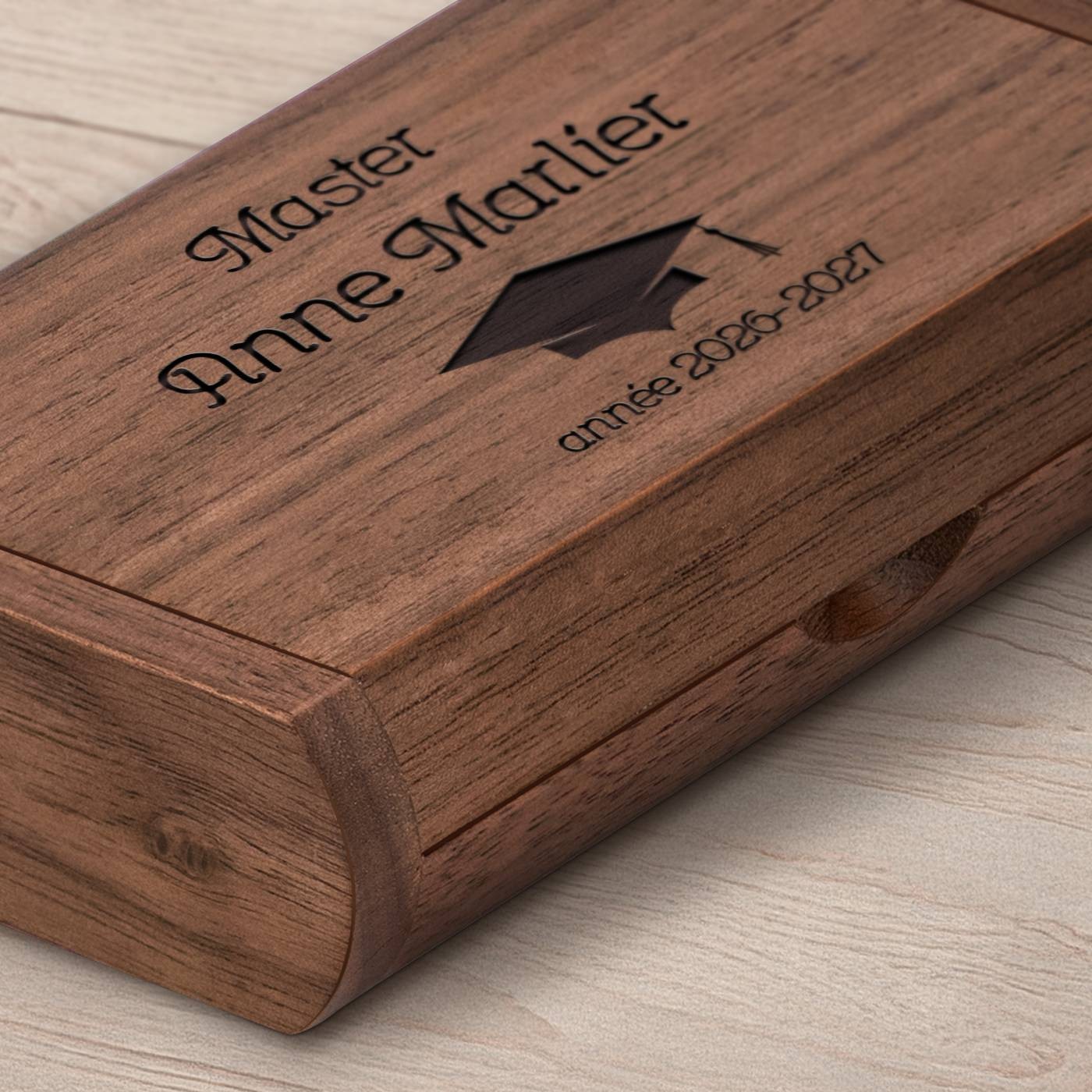 Unidad USB de madera Murrano con grabado y caja magnética, 64 GB